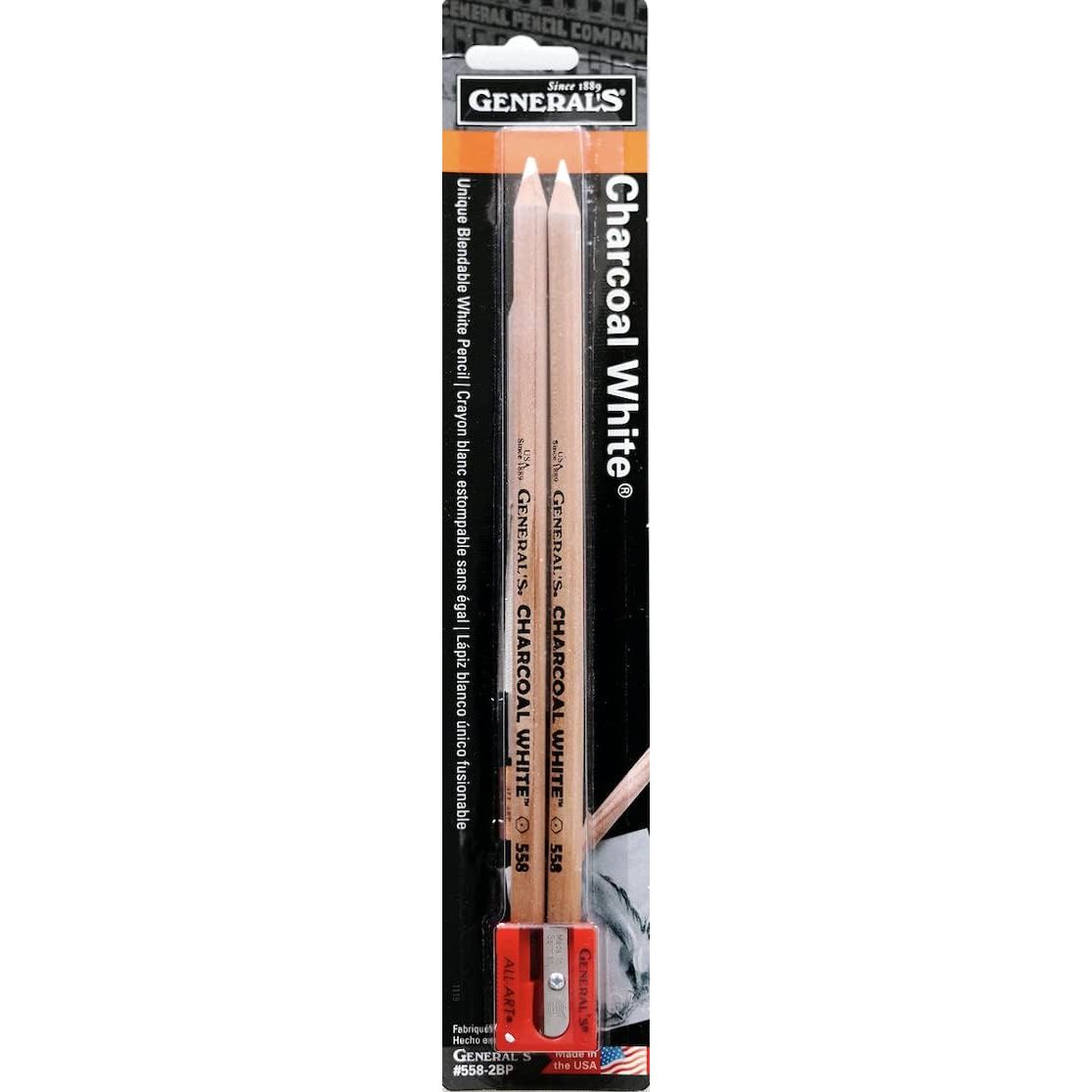 General's 558 Series White Charcoal Pencils 2-Pack – MC Art Supplies