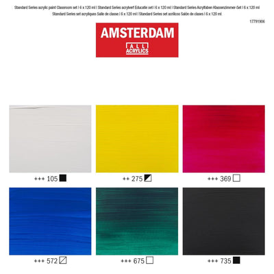 Royal Talens Amsterdam Standard Series Acrylic Paint Classroom Set | 6 x 120 ml