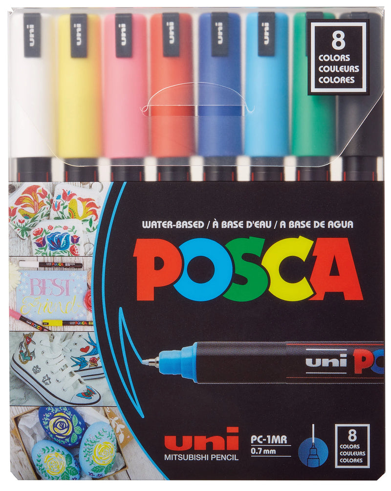 POSCA Paint Marker Set - PC-1MR (Extra-Fine) Basic Set of 8