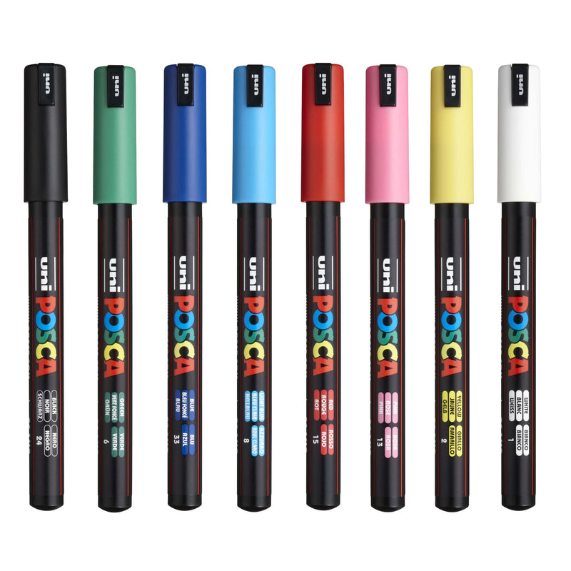 POSCA Paint Marker Set - PC-1MR (Extra-Fine) Basic Set of 8