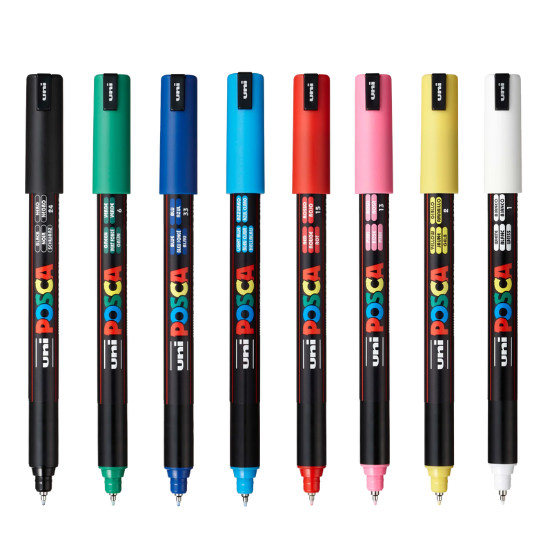 POSCA Paint Marker Set - PC-1MR (Extra-Fine) Basic Set of 8