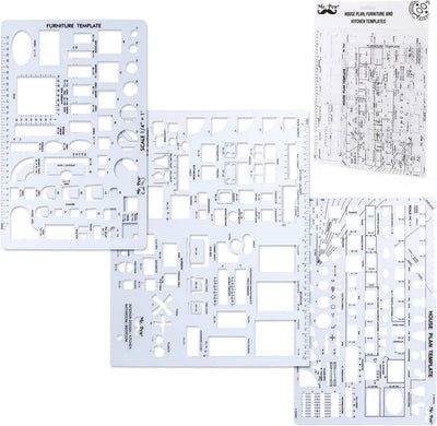 Mr. Pen House Plan, Interior Design and Furniture Template / Set of 3
