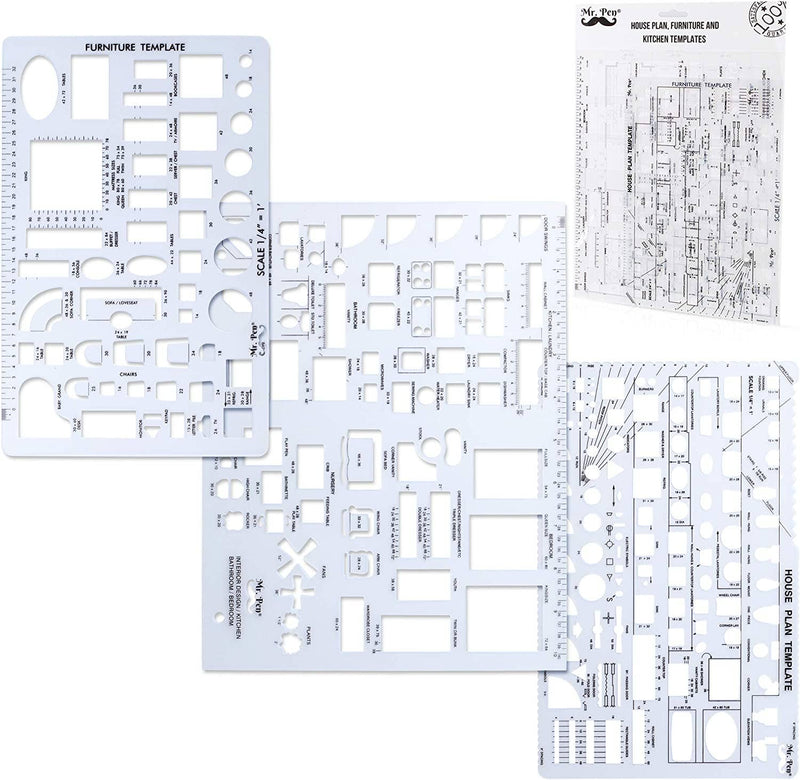 Mr. Pen House Plan, Interior Design and Furniture Template / Set of 3