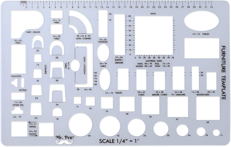 Mr. Pen House Plan, Interior Design and Furniture Template / Set of 3