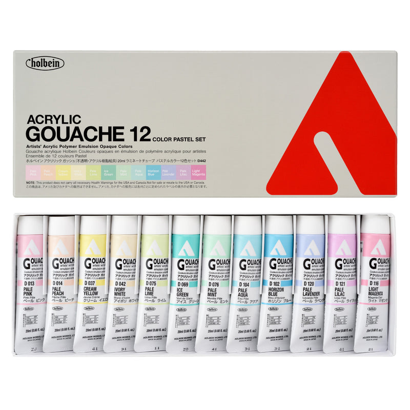 Holbein Juego de pasteles acrílicos gouache de 12 - 20 ml