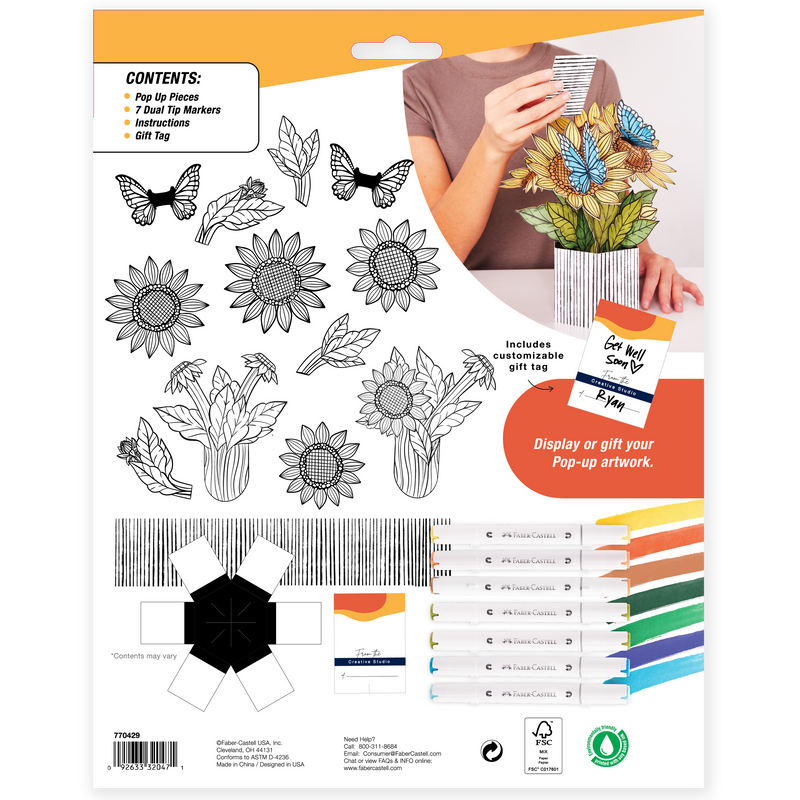 Faber-Castell Pop Up Coloriage : Tournesols et Papillons