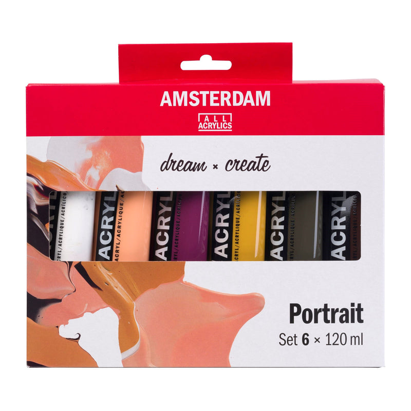 Royal Talens Amsterdam Standard Series Ensemble de peinture acrylique pour portrait | 6x120 ml