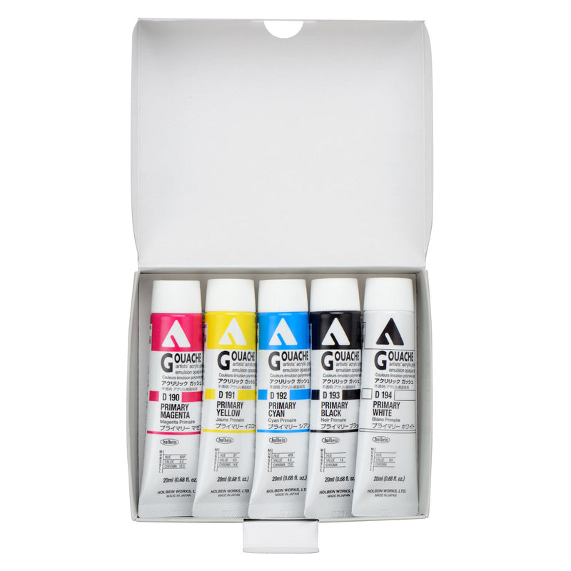 Juego primario de gouache acrílico Holbein | 5x20ml