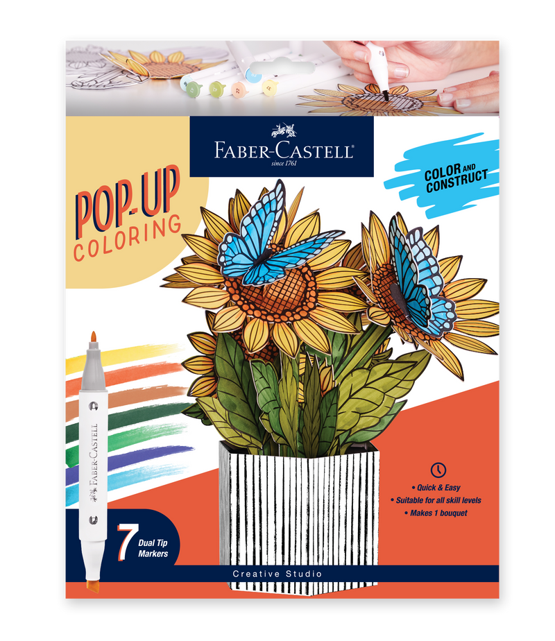 Faber-Castell Pop Up Coloriage : Tournesols et Papillons