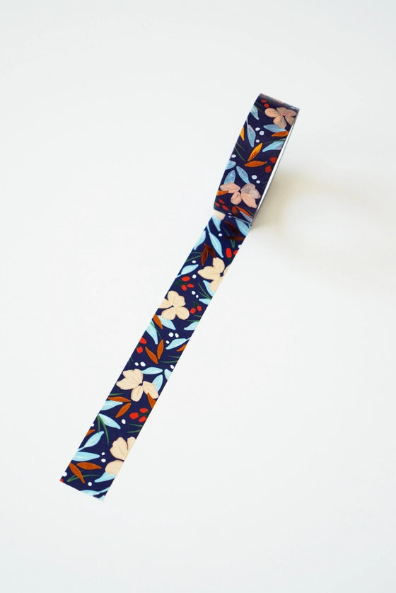 Ginably Navy Floral Bronze Foil Washi Tape