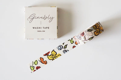 Ginably Cream Floral Illustration Washi Tape