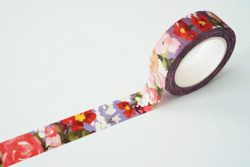 Ginably Blue Glitter Floral Washi Tape