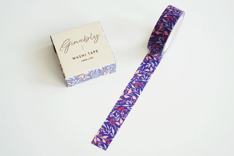 Ginably Medium Blue Floral Washi Tape