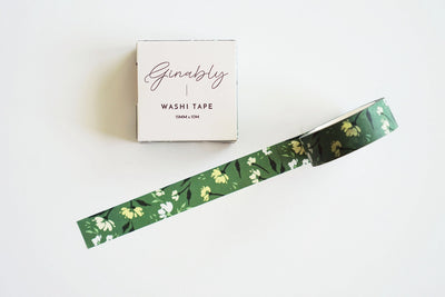 Ginably Dark Green Floral Washi Tape