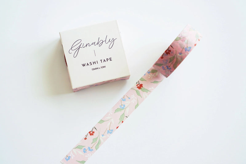 Ginably Pink Floral Design Washi Tape