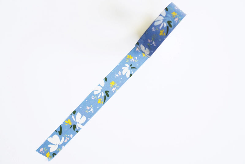 Ginably Cloud Blue White Floral Washi Tape