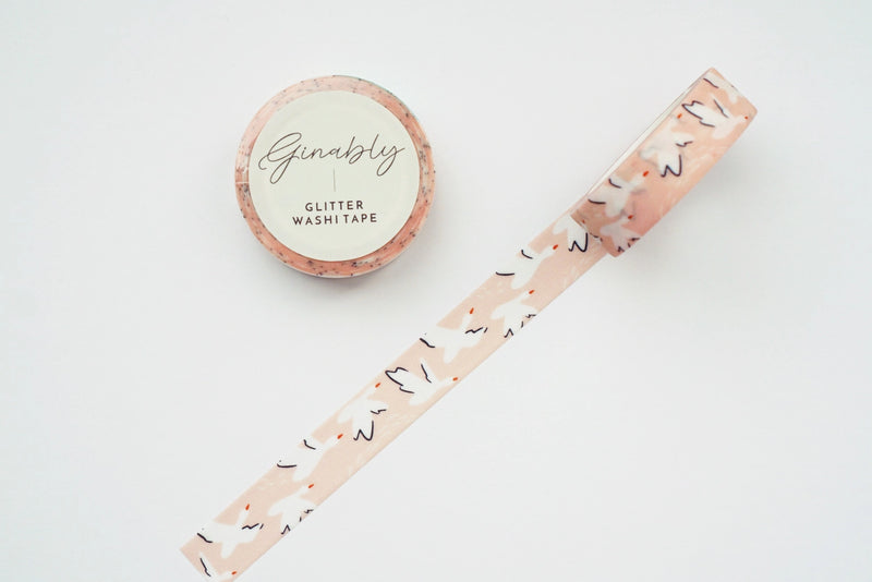 Ginably Swan Pattern Glitter Washi Tape