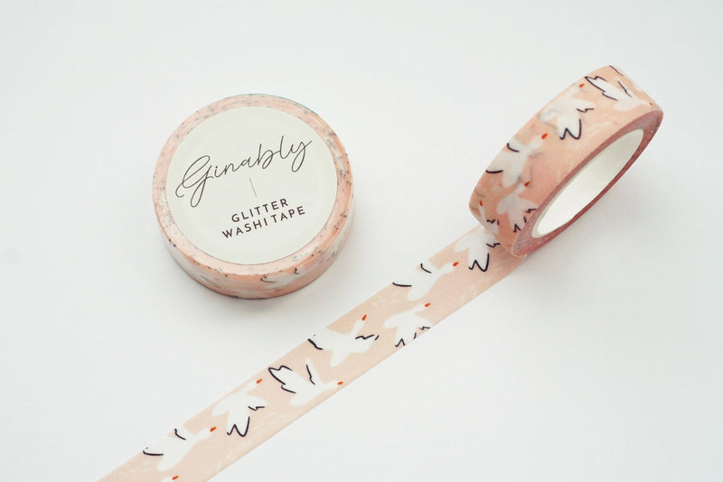 Ginably Swan Pattern Glitter Washi Tape