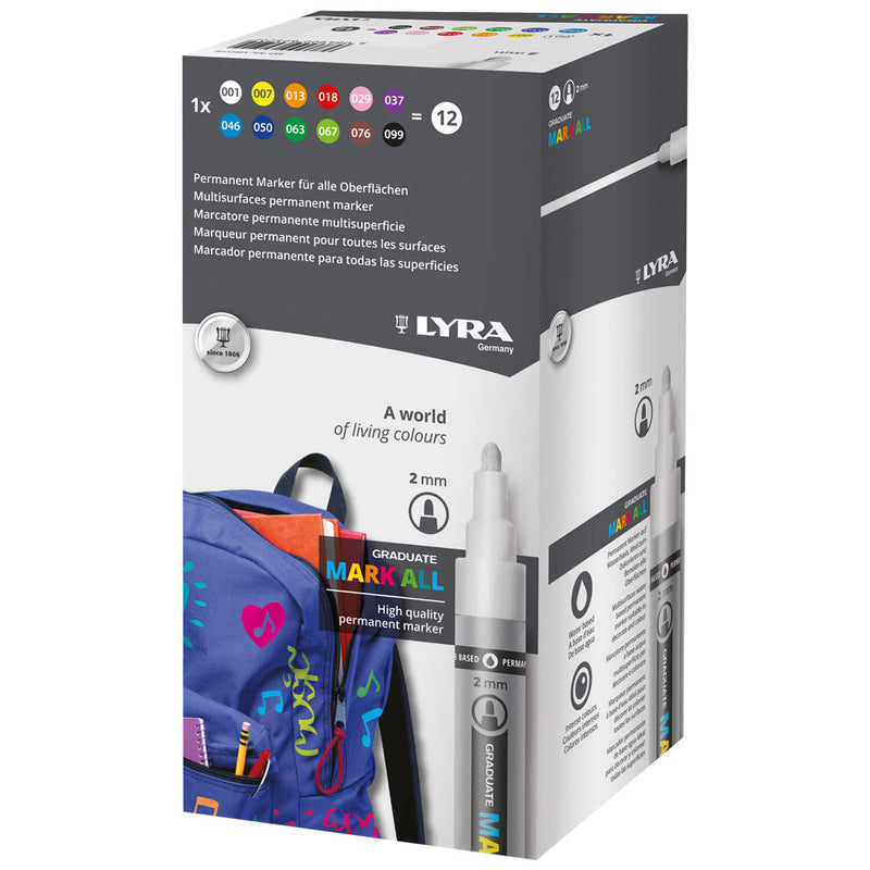 Lyra Graduate Mark All Paint Markers M 2 mm Lot de 12