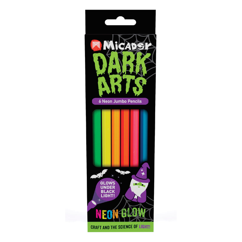 Micador Dark Arts Neon Glow Jumbo Pencils Set