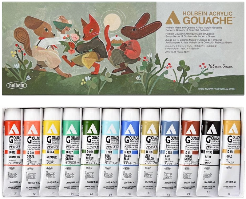 **PRE-ORDER** Rebecca Green 12-Color Holbein Acrylic Gouache Set [2024 Release]