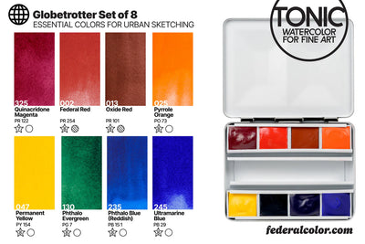 Federal Color Tonic Watercolors, Globetrotter Set of 8