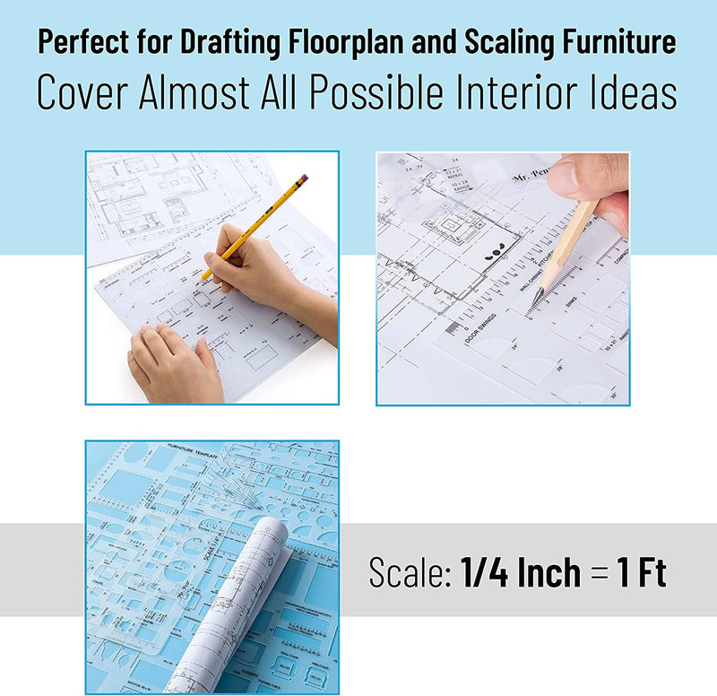 Mr. Pen House Plan, Interior Design and Furniture Template / Set of 3