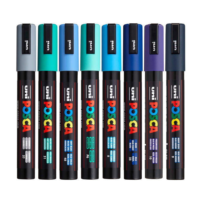 POSCA Paint Marker Set - PC-5M Cool Tones Set of 8