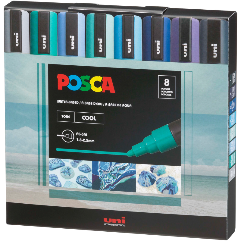 POSCA Paint Marker Set - PC-5M Cool Tones Set of 8