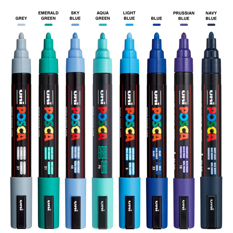 POSCA Paint Marker Set - PC-5M Cool Tones Set of 8