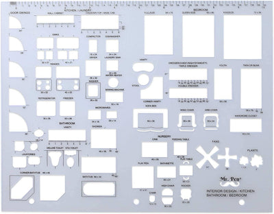 Mr. Pen House Plan, Interior Design and Furniture Template / Set of 3