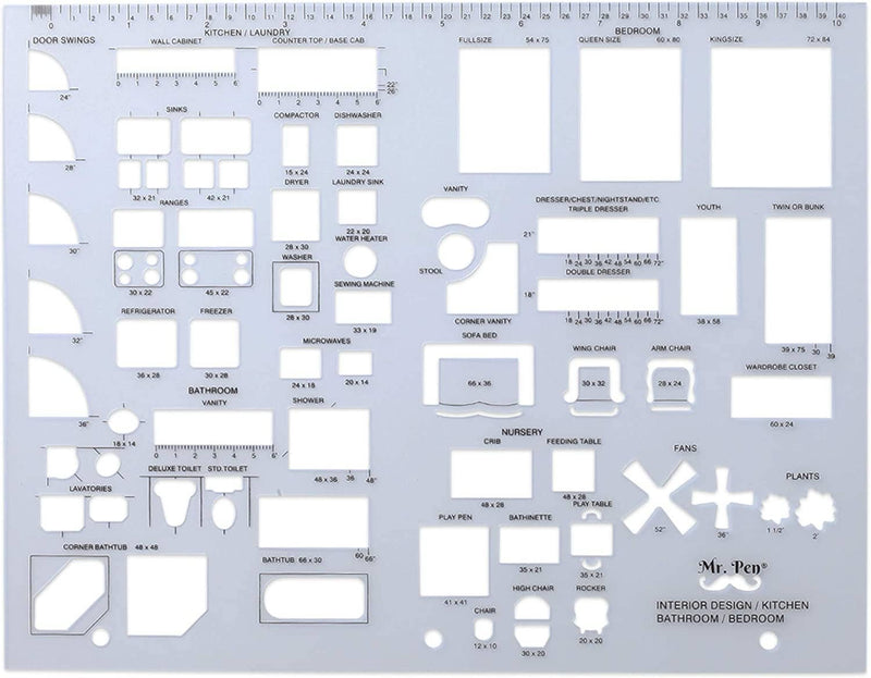 Mr. Pen House Plan, Interior Design and Furniture Template / Set of 3