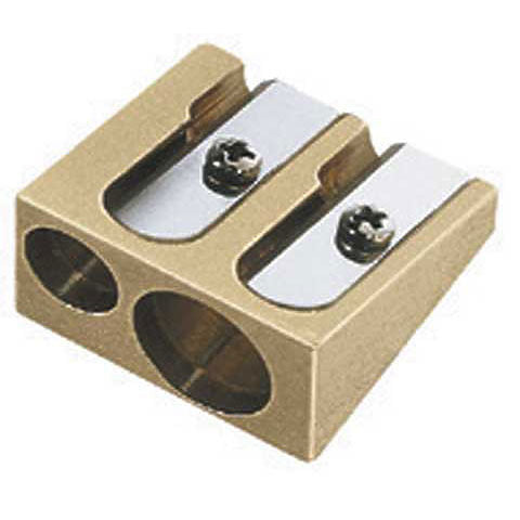 M+R Brass Wedge Double-Hole Pencil Sharpener