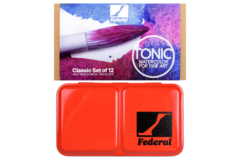 Federal Color Tonic Watercolor Half Pan 12-Color Set / Red Tin