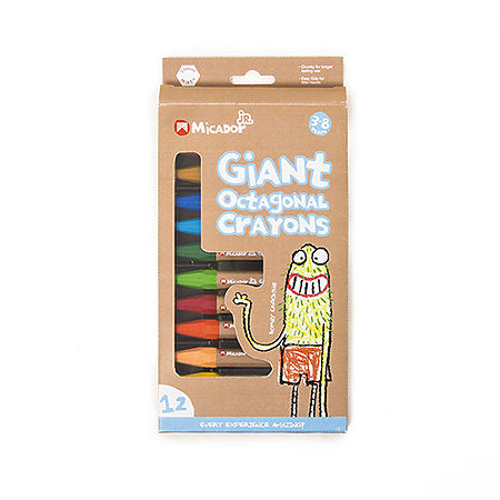 Micador jR. Crayones octogonales gigantes, paquete de 12
