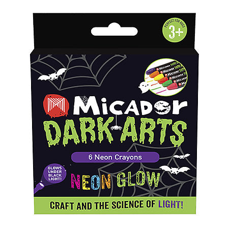 Micador Dark Arts Neon Glow Crayons Set