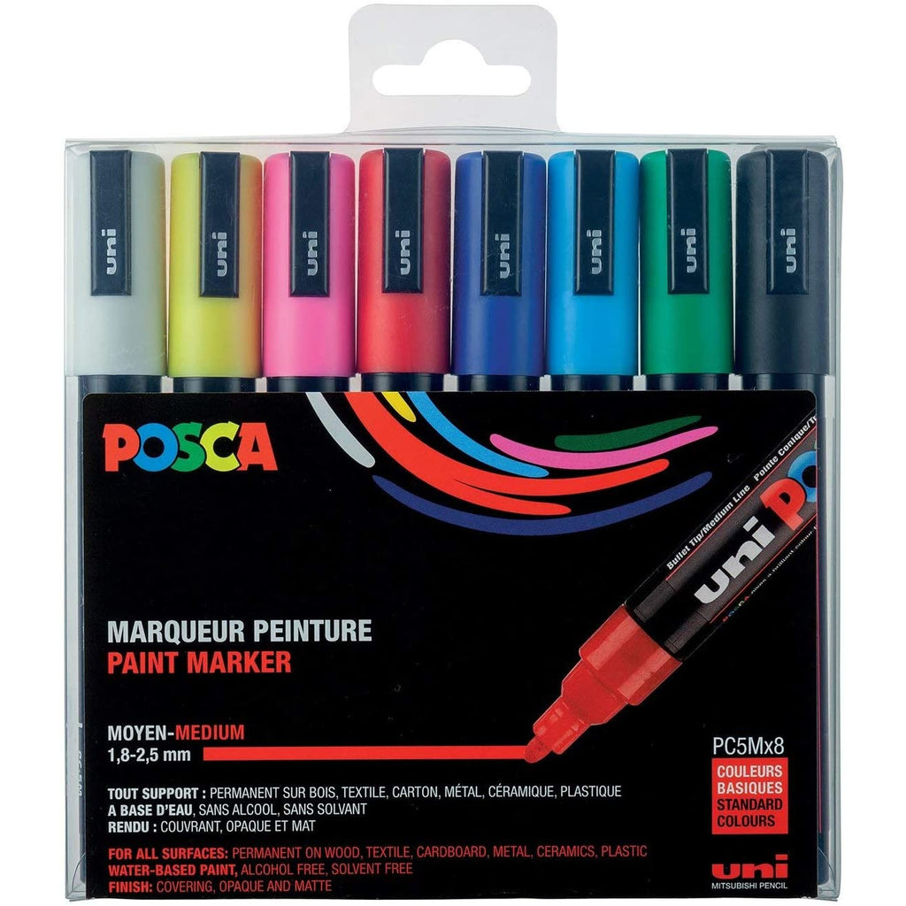 Posca Paint Marker Extra Fine PC-1M Set of 8, Contrast