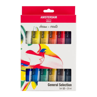 Royal Talens Amsterdam Standard Series Acrylic Paint General Set | 12 x 20 ml