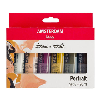 Royal Talens Amsterdam Standard Series Ensemble de peinture acrylique pour portrait | 6x20 ml