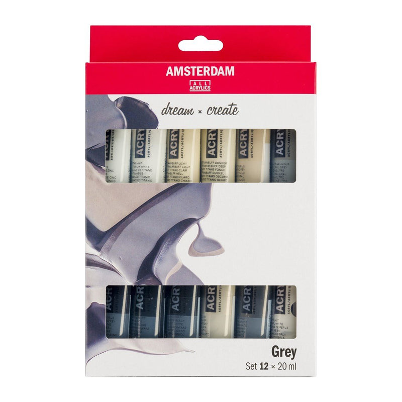 Royal Talens Amsterdam Standard Series Acrylic Paint Greys Set | 12 x 20 ml
