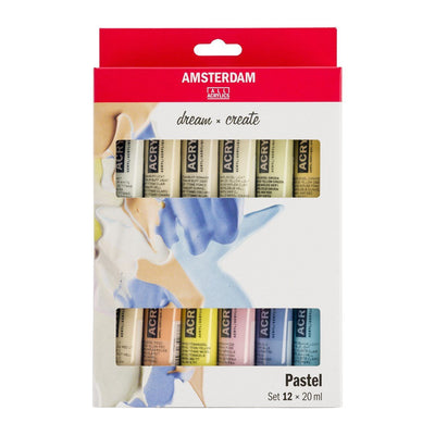 Royal Talens Amsterdam Standard Series Acrylic Paint Pastels Set | 12 x 20 ml