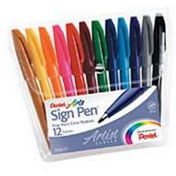 Pentel Sign Pen, pointe fine, ensemble de 12 stylos