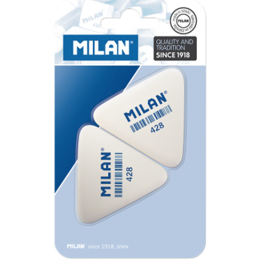 Milan Triangular Synthetic Rubber Eraser, 2-Pack